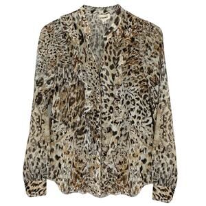 L'AGENCE Nadine Printed Ruffle Blouse In Sundari Lynx S